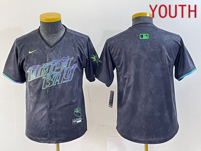 Youth Tampa Bay Rays Blank Nike MLB Limited City Connect Black 2024 Jersey style 6